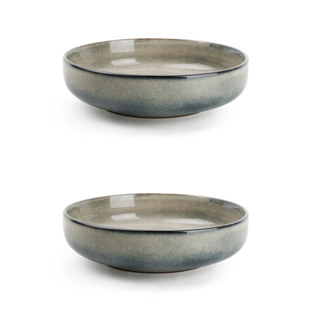 Lot de 2 assiettes creuse vert en grès 22xh6cm