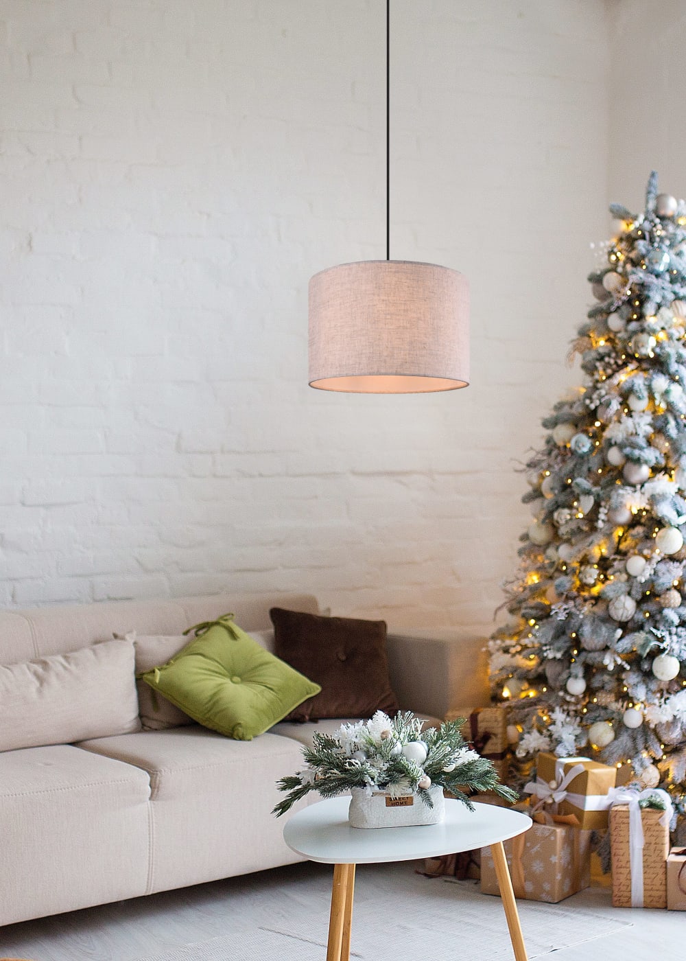Suspension 1xE27 naturel et beige - Maisons du Monde