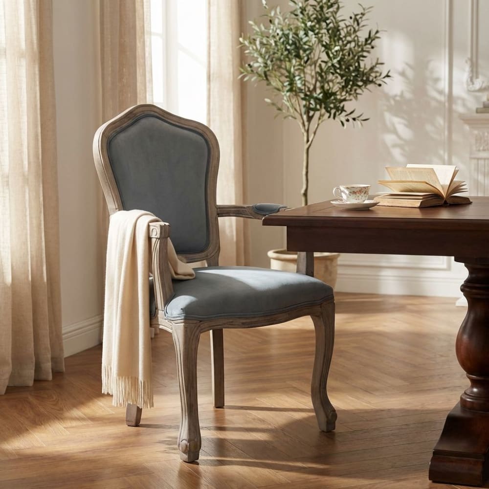 Sedia vintage in velluto grigia - Milani Home