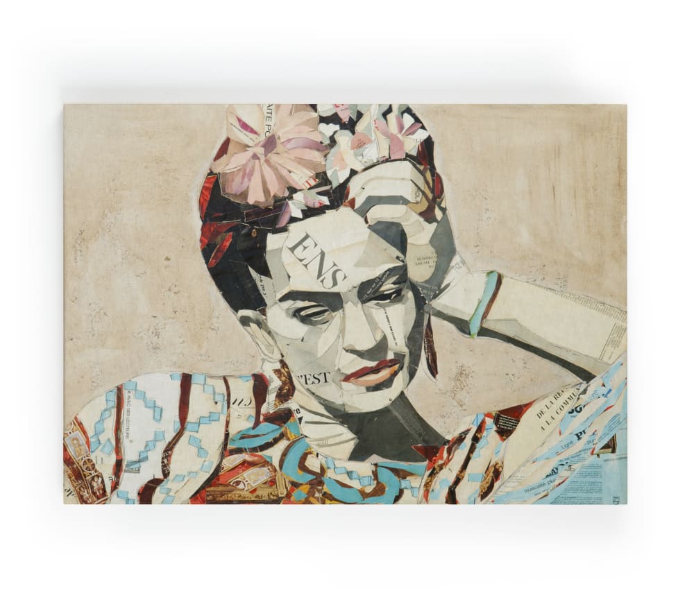 Tela 60x40 stampa Frida Collage - Modello Contemporaneo - Multicolore - PES - Poliestere