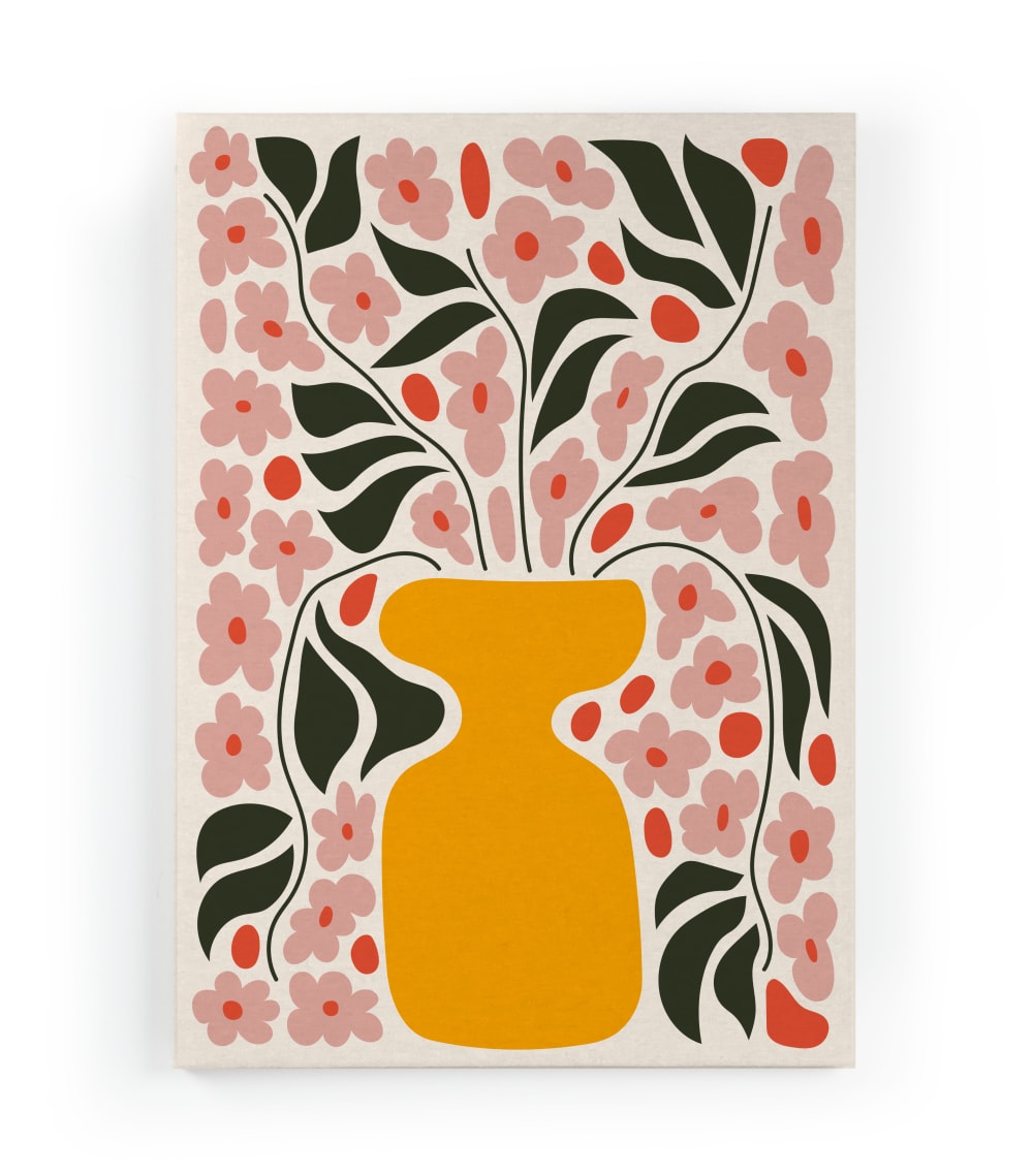 Tela 60x40 stampa vaso di fiori - Modello Contemporaneo - Multicolore - PES - Poliestere
