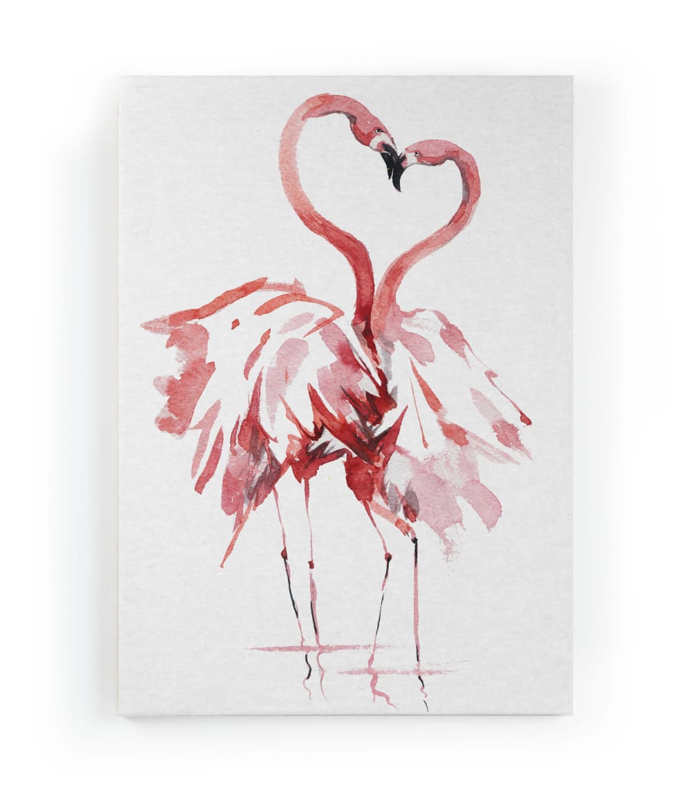 Surdic Peinture sur toile 60x40 imprimé HD amour Flamant Rose style contemporain Multicolore Pes - Polyester
