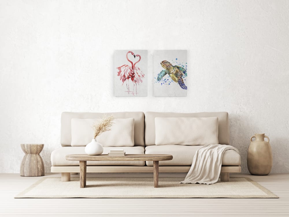 Peinture sur toile 60x40 imprimé HD amour Flamant Rose - Maisons du Monde
