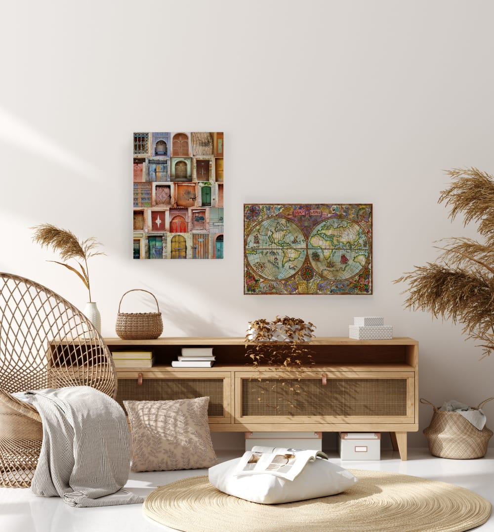 Peinture sur toile 60x40 imprimé HD carte du monde colorée - Maisons du Monde