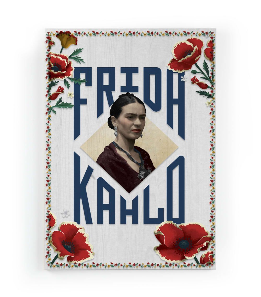 Tela 60x40 stampa Frida Kahlo - Modello Contemporaneo - Multicolore - PES - Poliestere