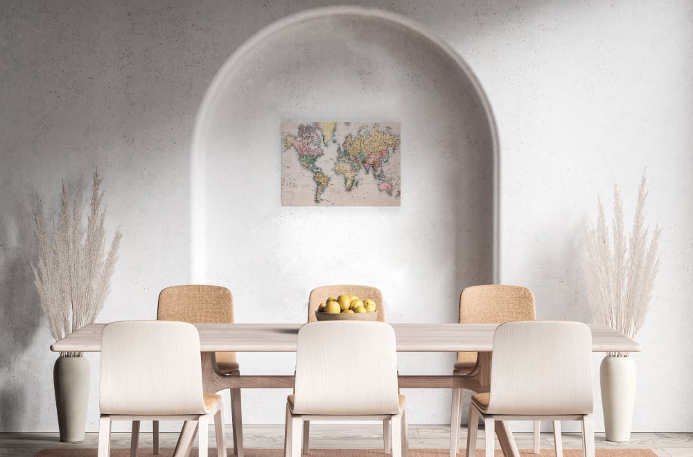 Peinture sur toile 60x40 imprimé HD couleur carte du monde - Maisons du Monde