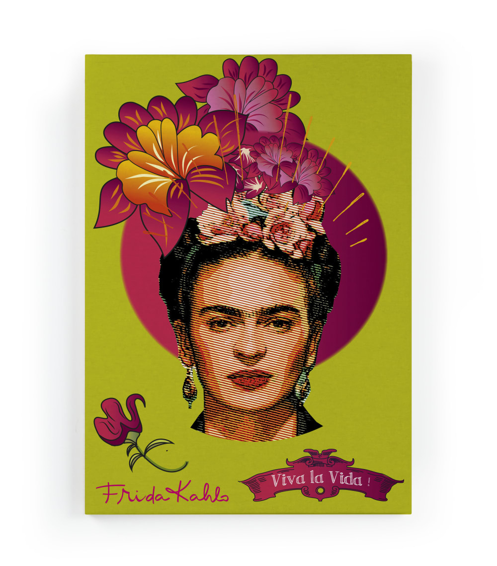 Lienzo 60x40 impresión Frida verde