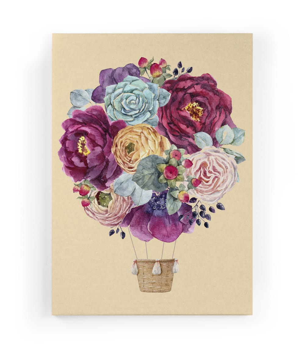 Surdic Peinture sur toile 60x40 imprimé HD ballon à fleurs style contemporain Multicolore Pes - Polyester