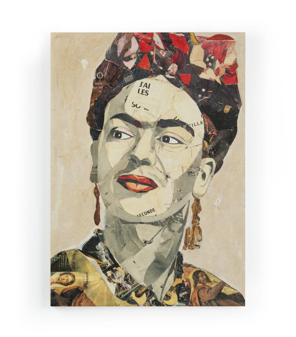 Tela 60x40 stampa Frida collage di ritratti - Modello Contemporaneo - Multicolore - PES - Poliestere