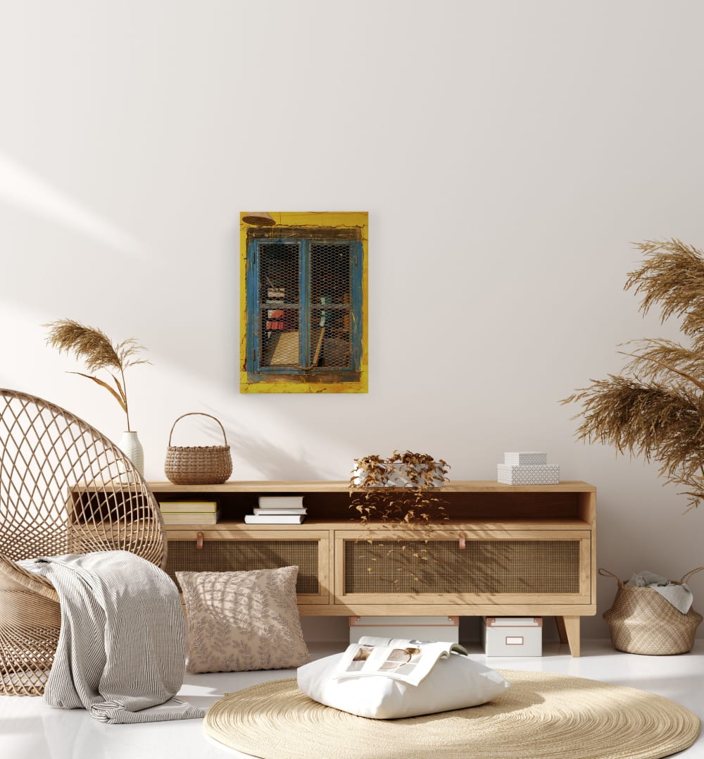 Peinture sur toile 60x40 imprimé HD fenêtre jaune - Maisons du Monde