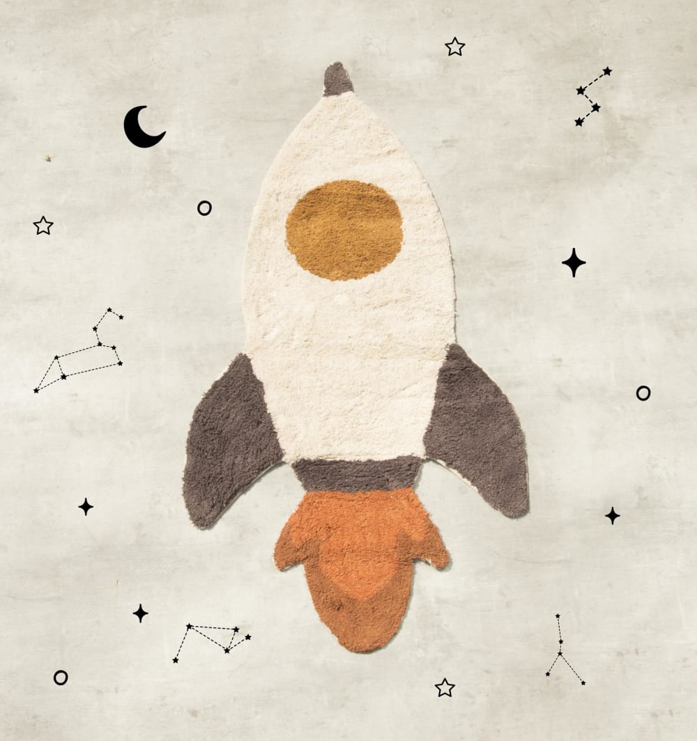 Tappeto per bambini a forma di razzo S - RNT by Really Nice