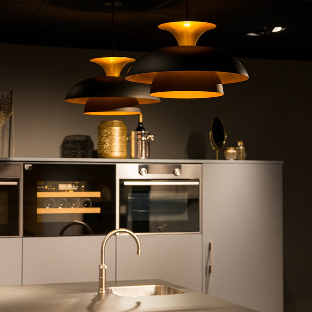 Pendelleuchte schwarz mit Gold 3-Lagen - Maisons Du Monde