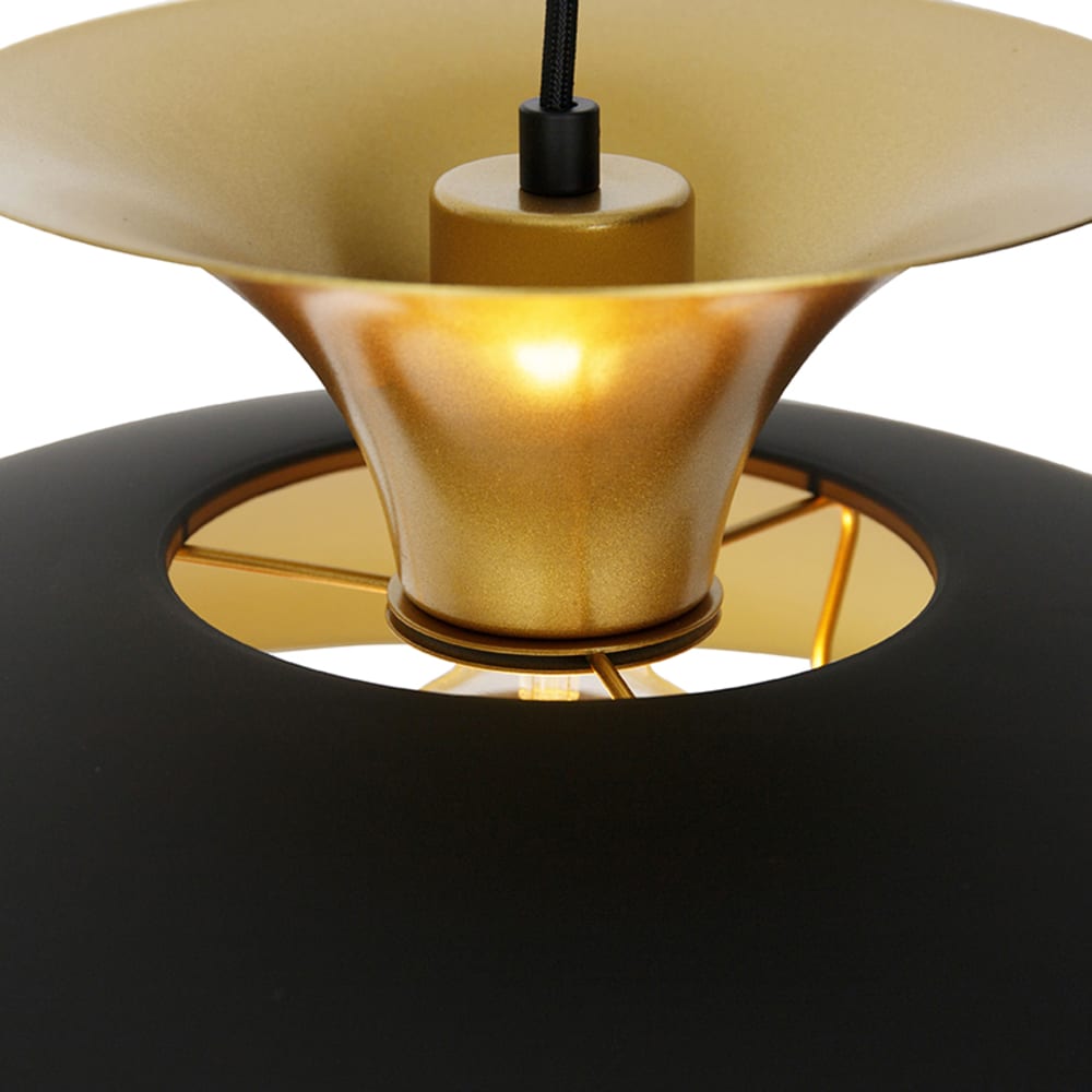 Suspension moderne ronde noir or 3 couches — vue 4