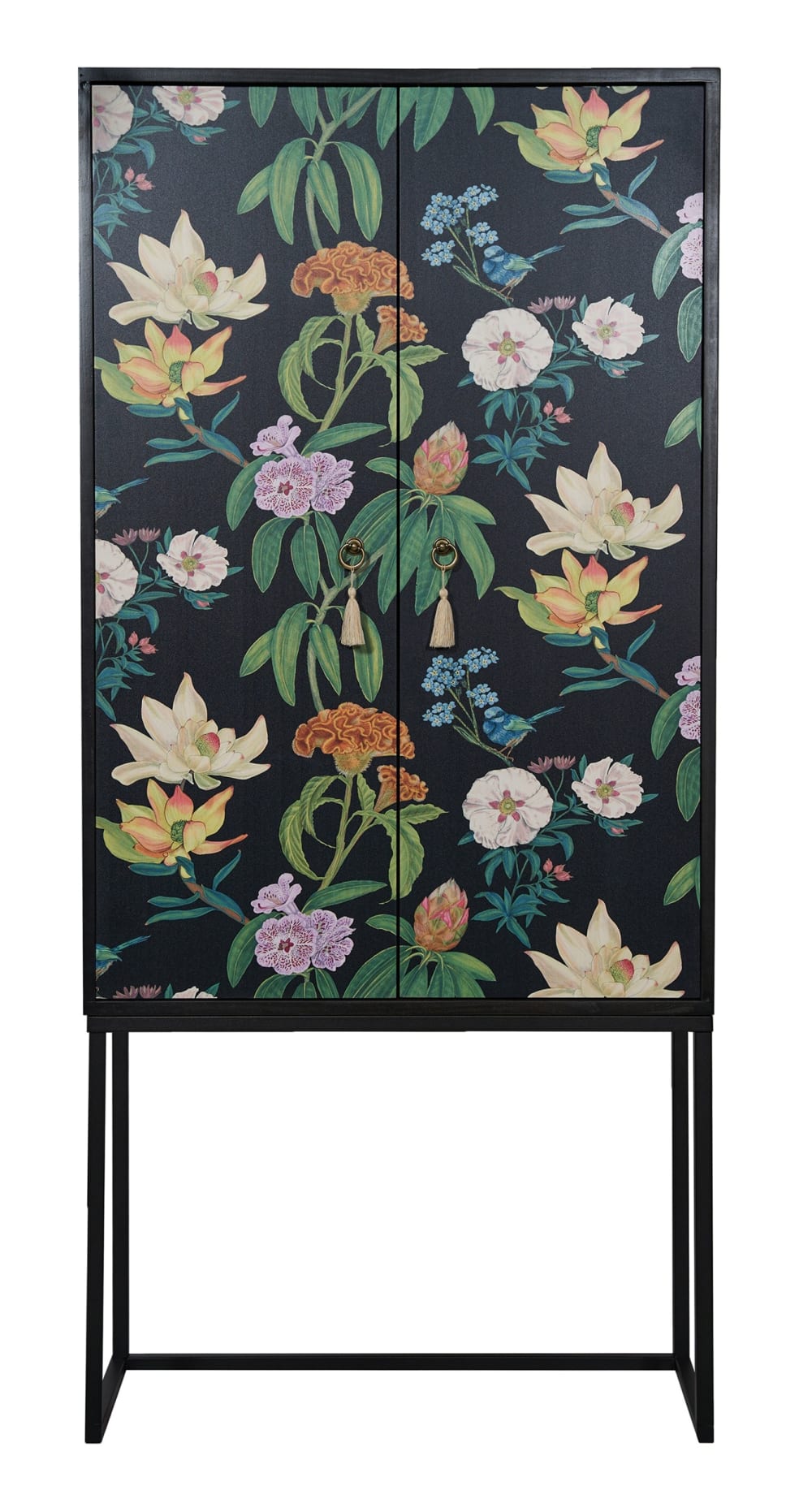 Armario aparador 2 puertas MDF estampado floral negro