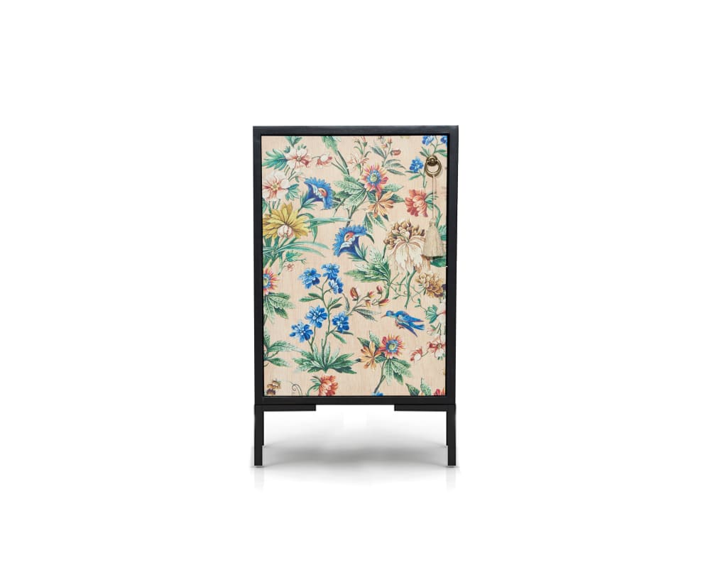 Mesita de noche de MDF estampado floral