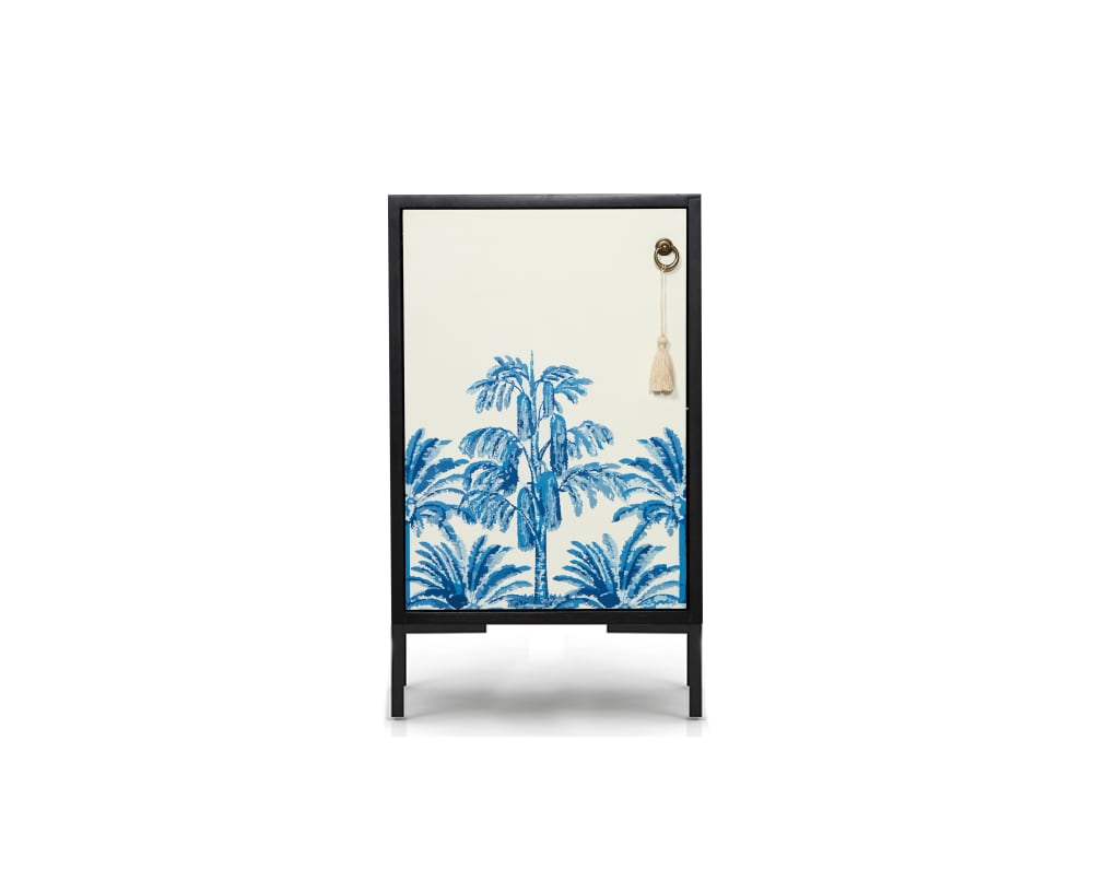 Mesita de noche de MDF estampado palmeras vintage