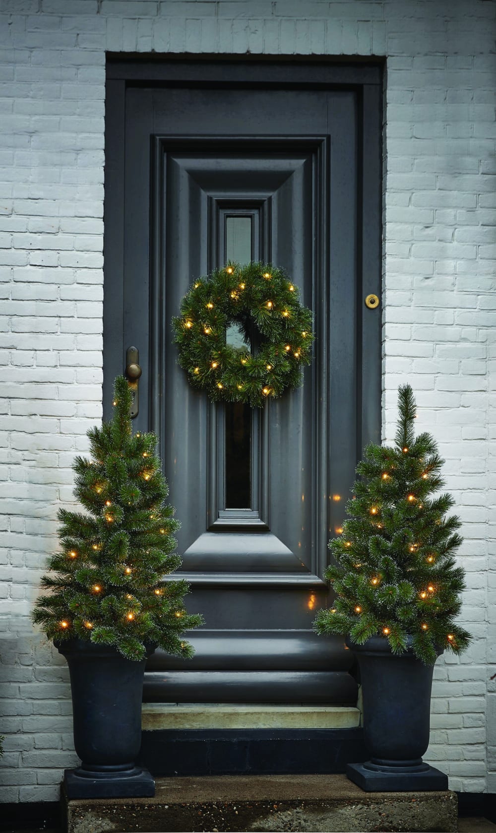 Lot de 2 sapins de noël artificiel et 1 couronne LED