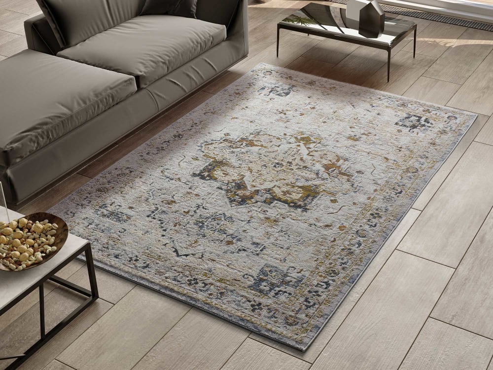 Tapis vintage oriental beige/rouille/bleu 154x230 cm — vue 3
