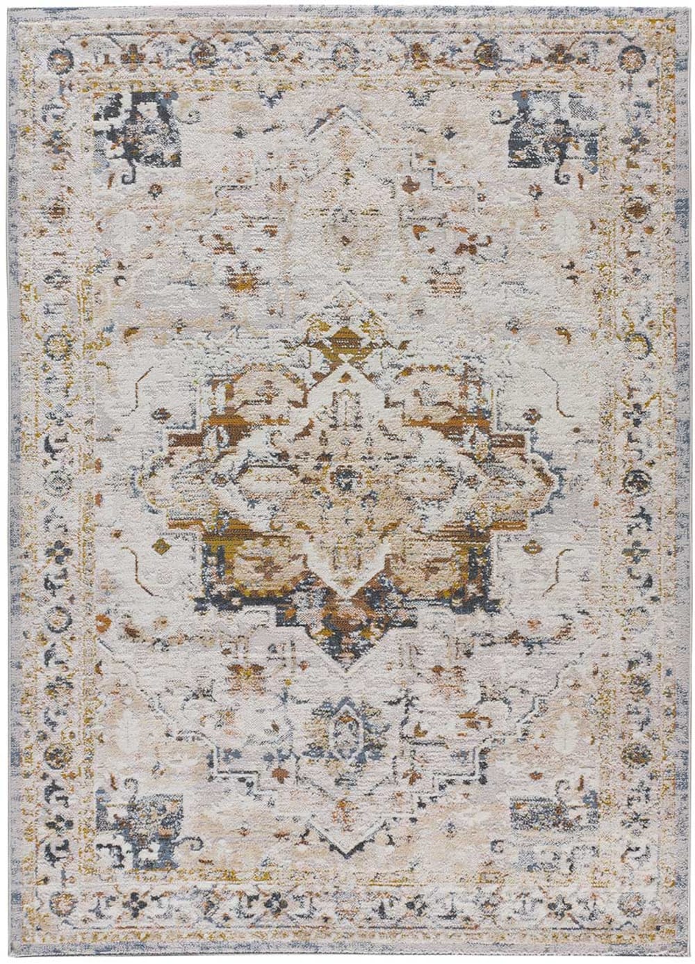Tapis vintage oriental beige/rouille/bleu 115x170 cm