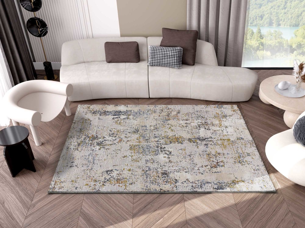 Tapis abstrait beige/rouille/bleu 77x150 cm — vue 3
