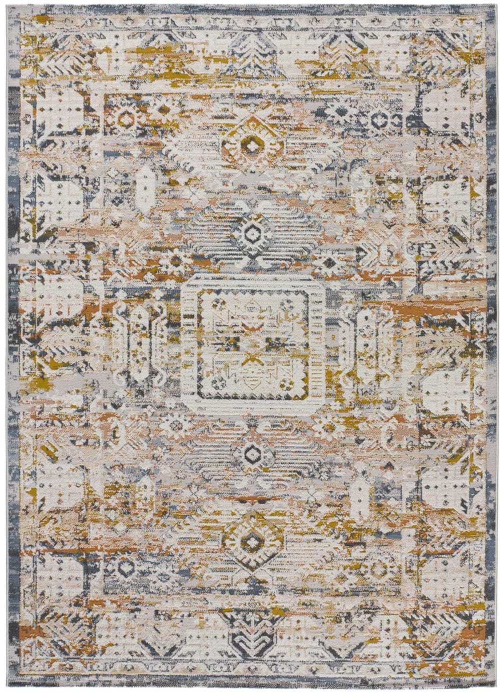 Tapis vintage oriental beige/rouille/bleu 77x150 cm