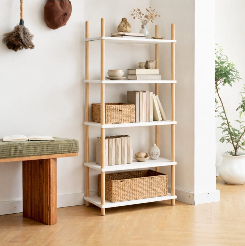 Librería en madera bianco