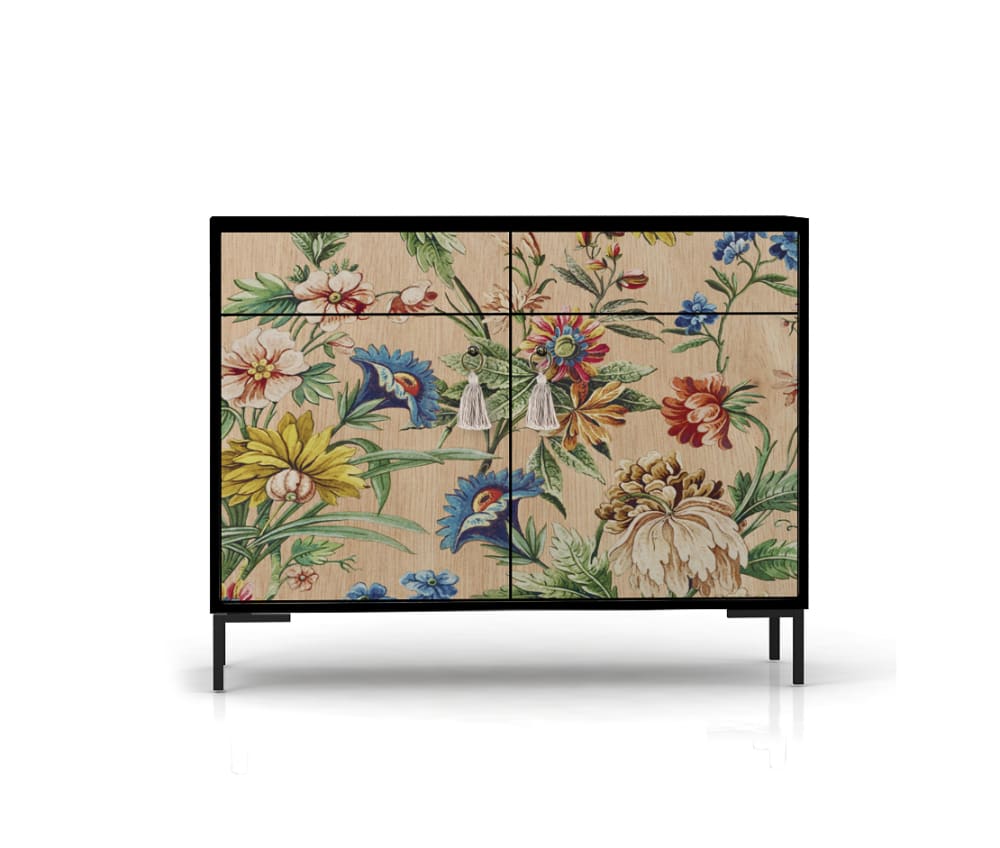 Credenza MDF 2 ante e 2 cassetti stampa - Modello Contemporaneo - Multicolore - Pannello di particelle