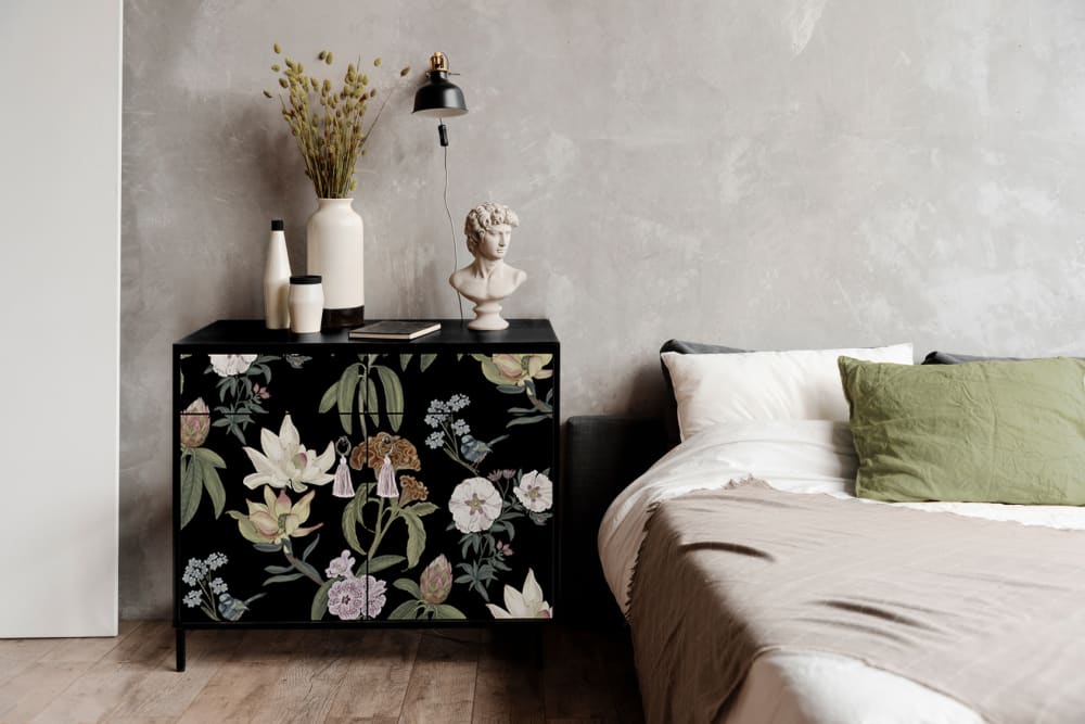 Buffet en MDF 2 portes et 2 tiroirs imprimé floral
