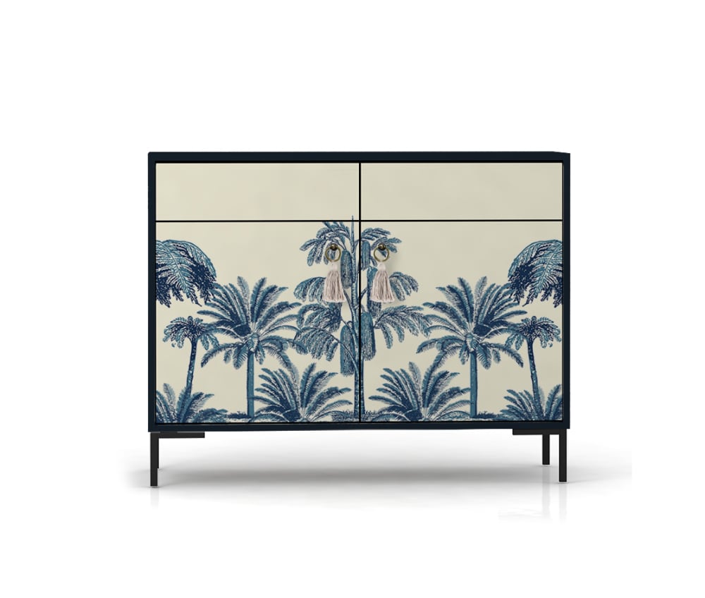 RNT by Really Nice Things Sideboard MDF 2 Türen und 2 Schubladen mit tropischem Druck style modern Mehrfarbig Spanplatte