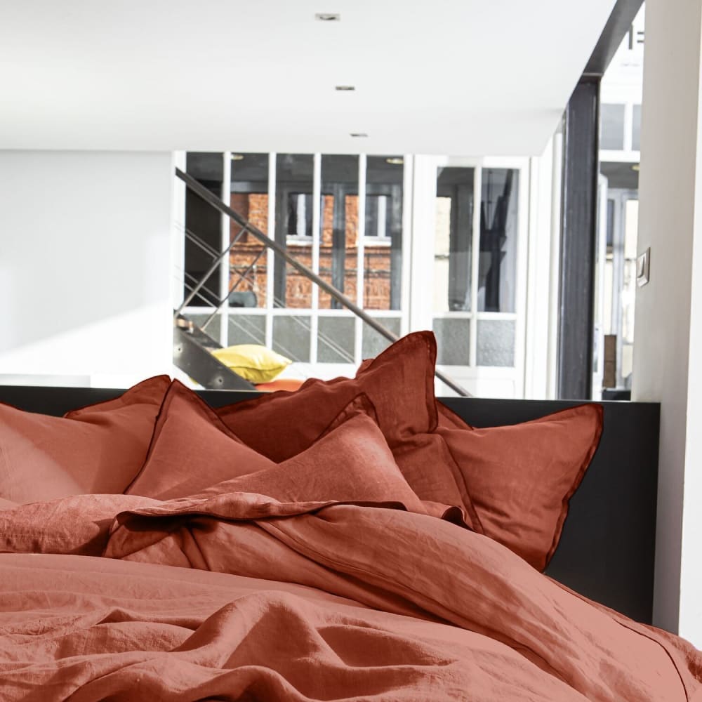 Housse de couette lin paprika 155x220 cm — vue 4