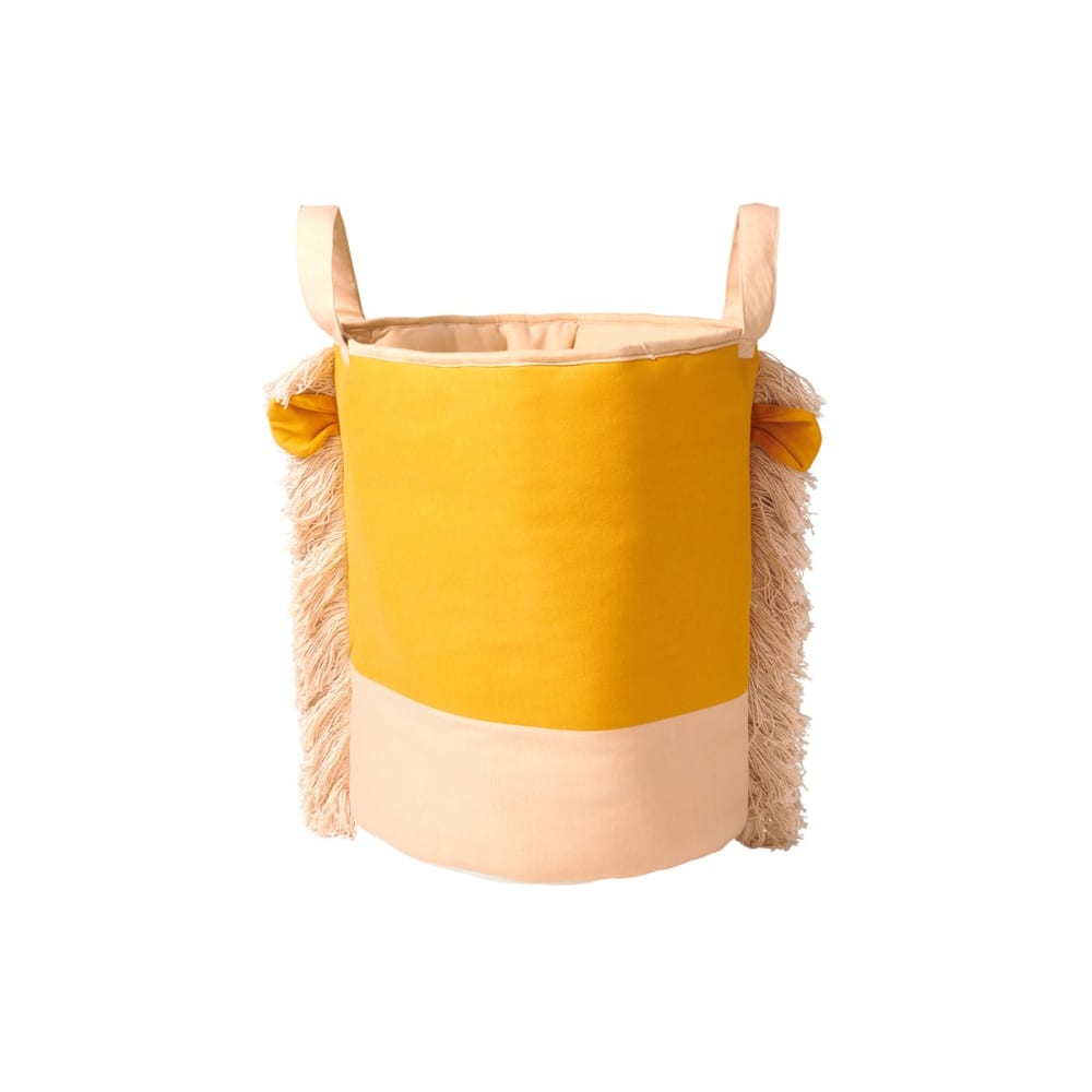 Sac de rangement lion coton moutarde – jouets & linge 45 cm (Nordic Coast) - Image 1
