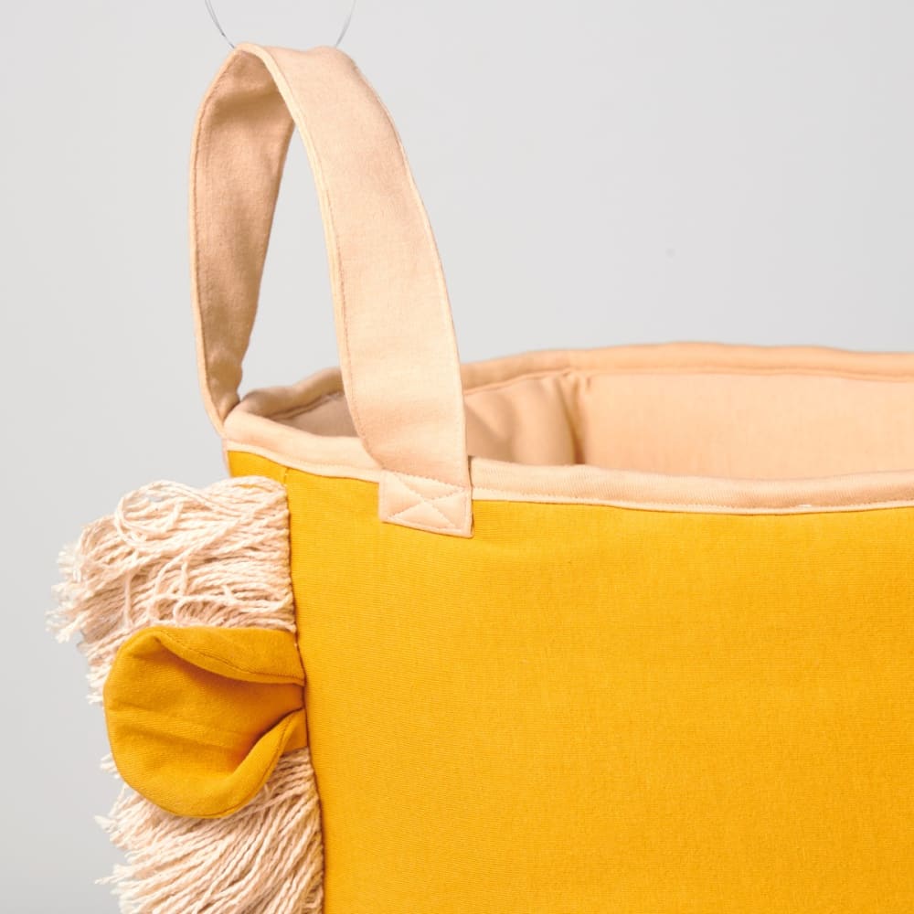 Sac de rangement lion coton moutarde – jouets & linge 45 cm (Nordic Coast) - Image 2