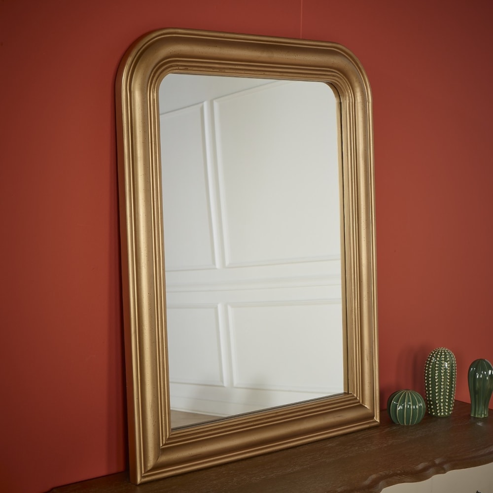 Miroir 110x78 cadre en pin or - Maisons du Monde