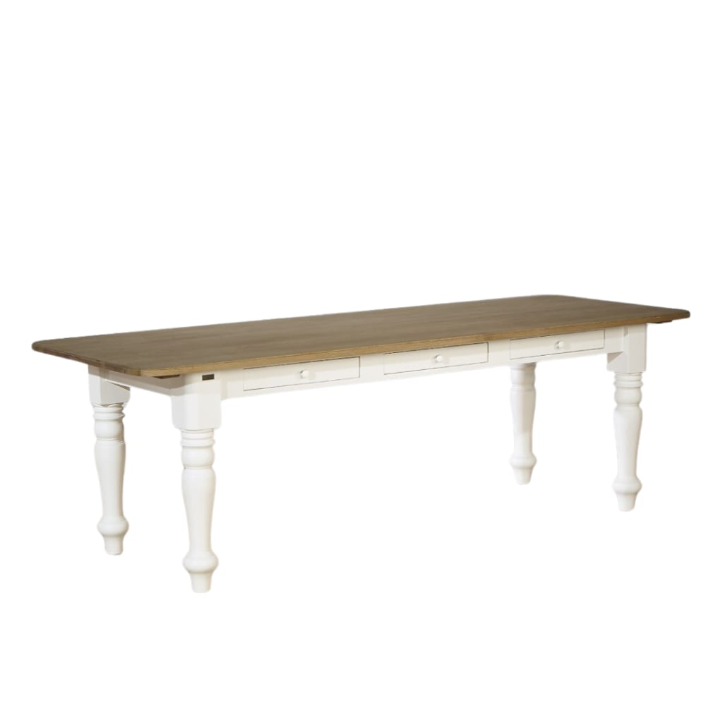 Table blanche rectangulaire en chêne 8 couverts blanc Table blanche rectangulaire en chêne 8 couverts blanc