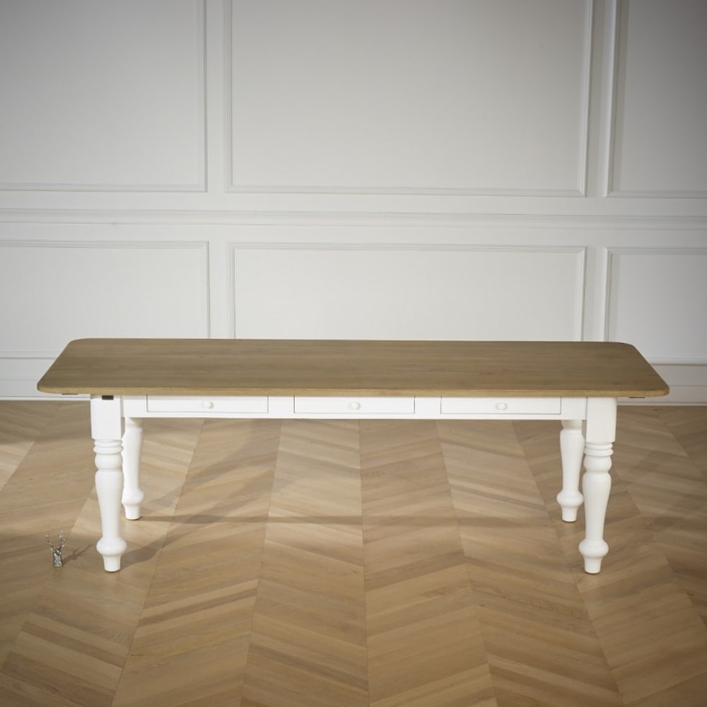 Table blanche rectangulaire en chêne 8 couverts blanche