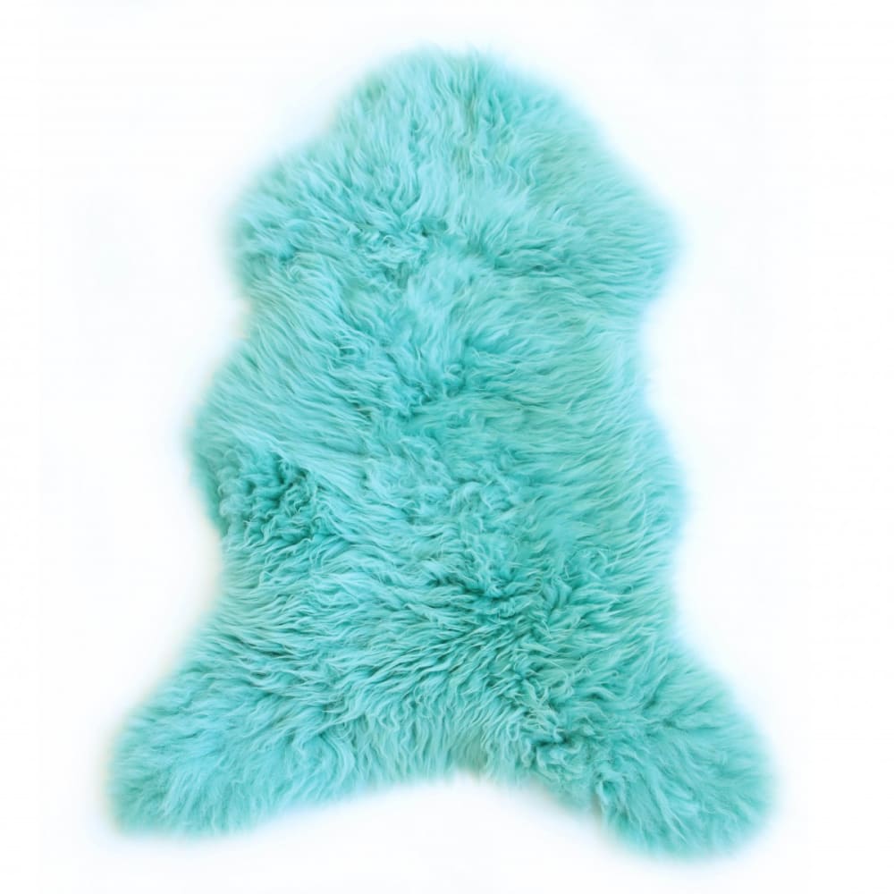 Maison Thuret Tapis en peau de mouton turquoise style campagne Bleu Cuir