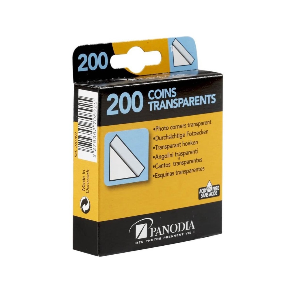 Boîte de 200 coins photos adhésifs transparents