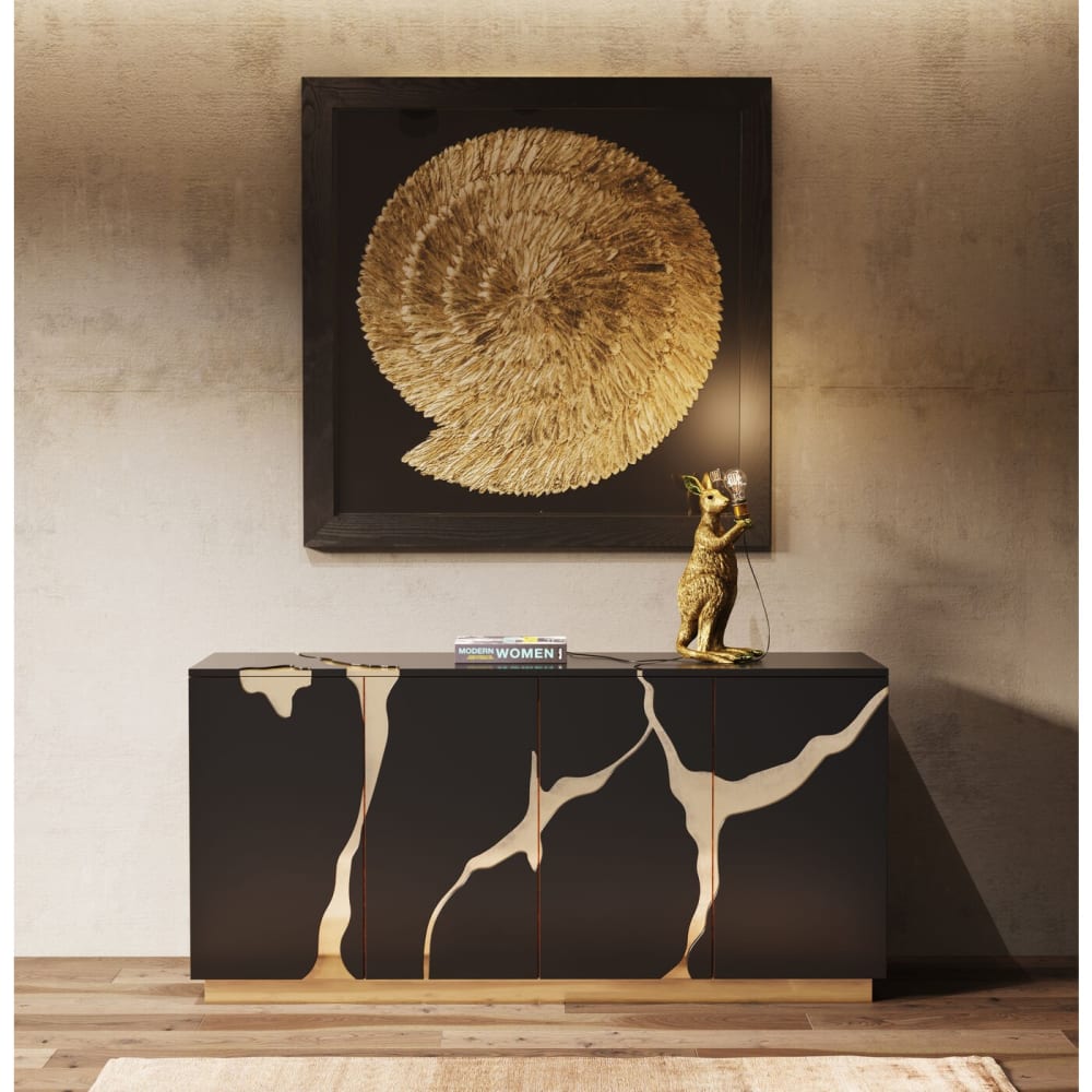Buffet 4 portes noir et doré - Maisons du Monde