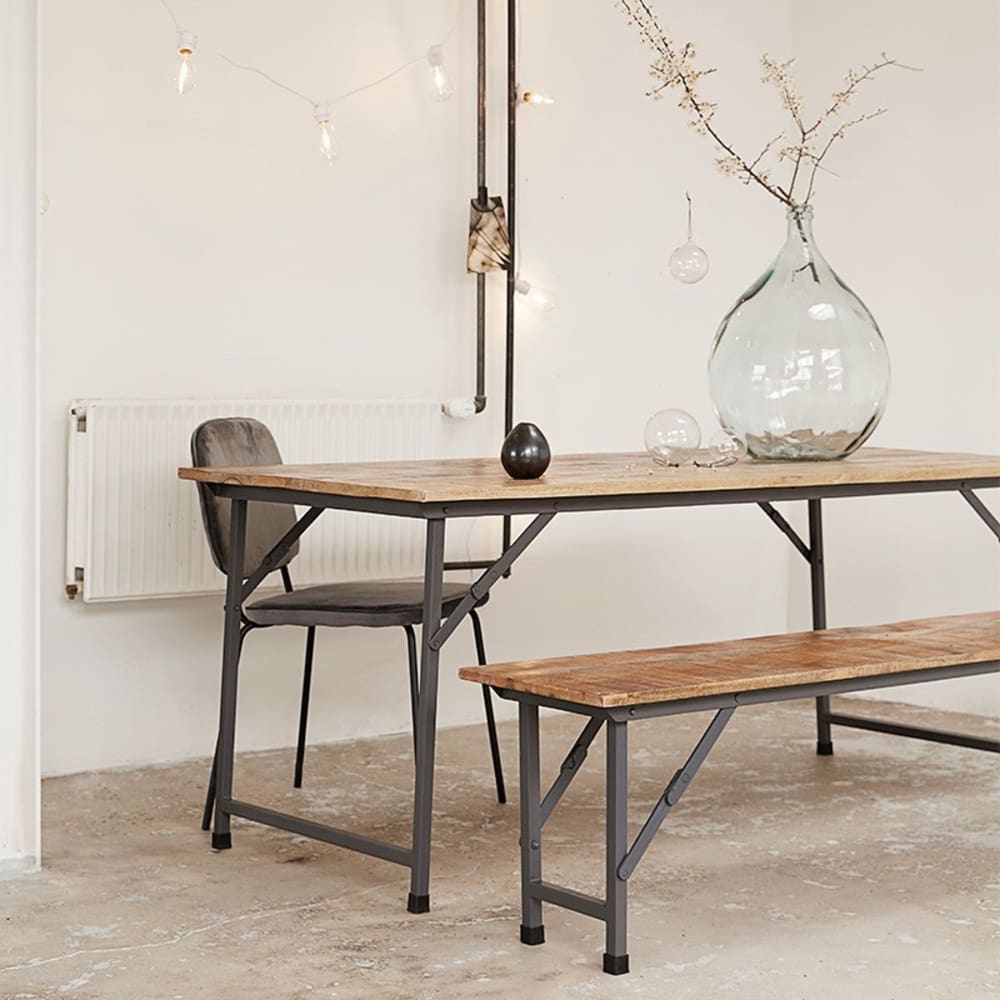 Mesa plegable natural 180cm madera marrón - Maisons du Monde