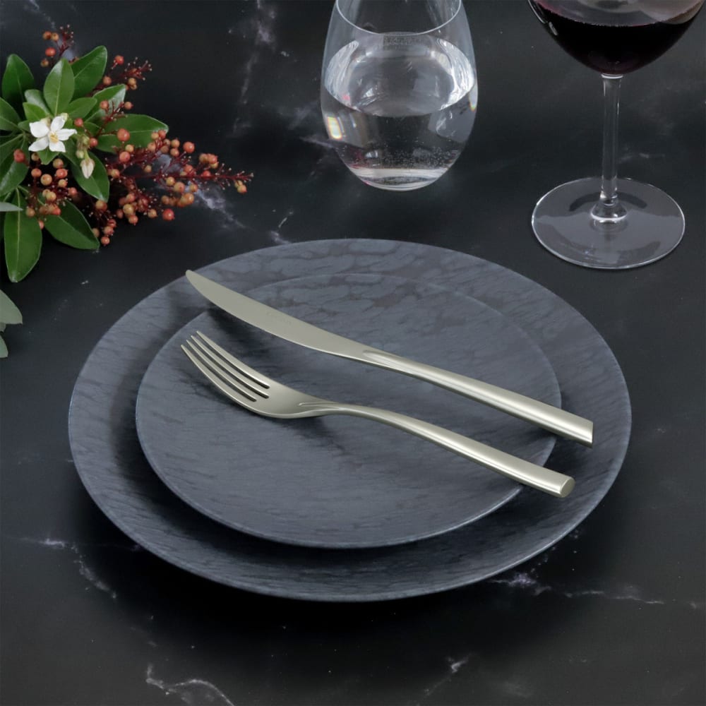 cuberteria de 24 piezas acero inoxidable  revestimiento gris