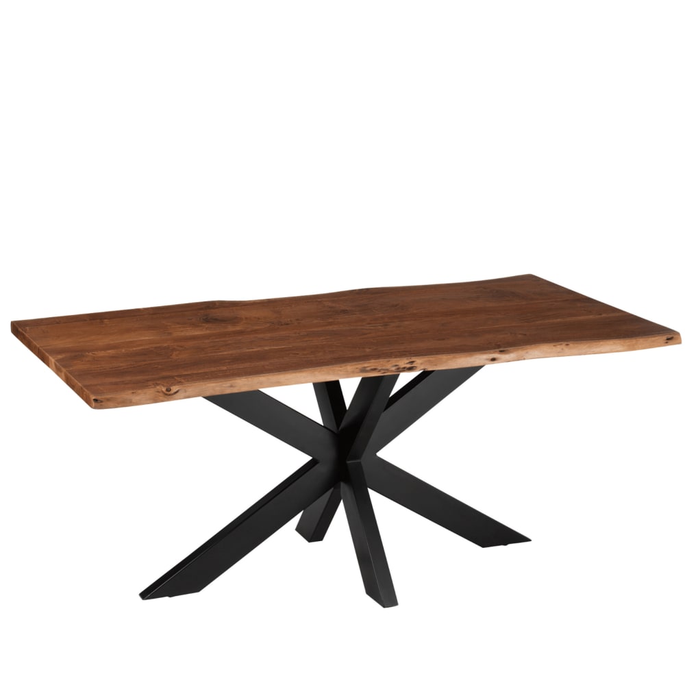 Table à manger en bois d'acacia j-line marron foncé 180x90x75 cm