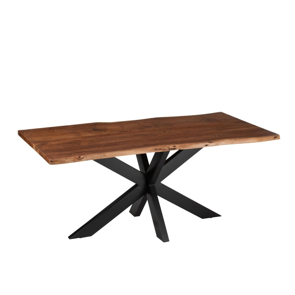 Table rectangulaire en bois massif 8 personnes L180 acacia foncé