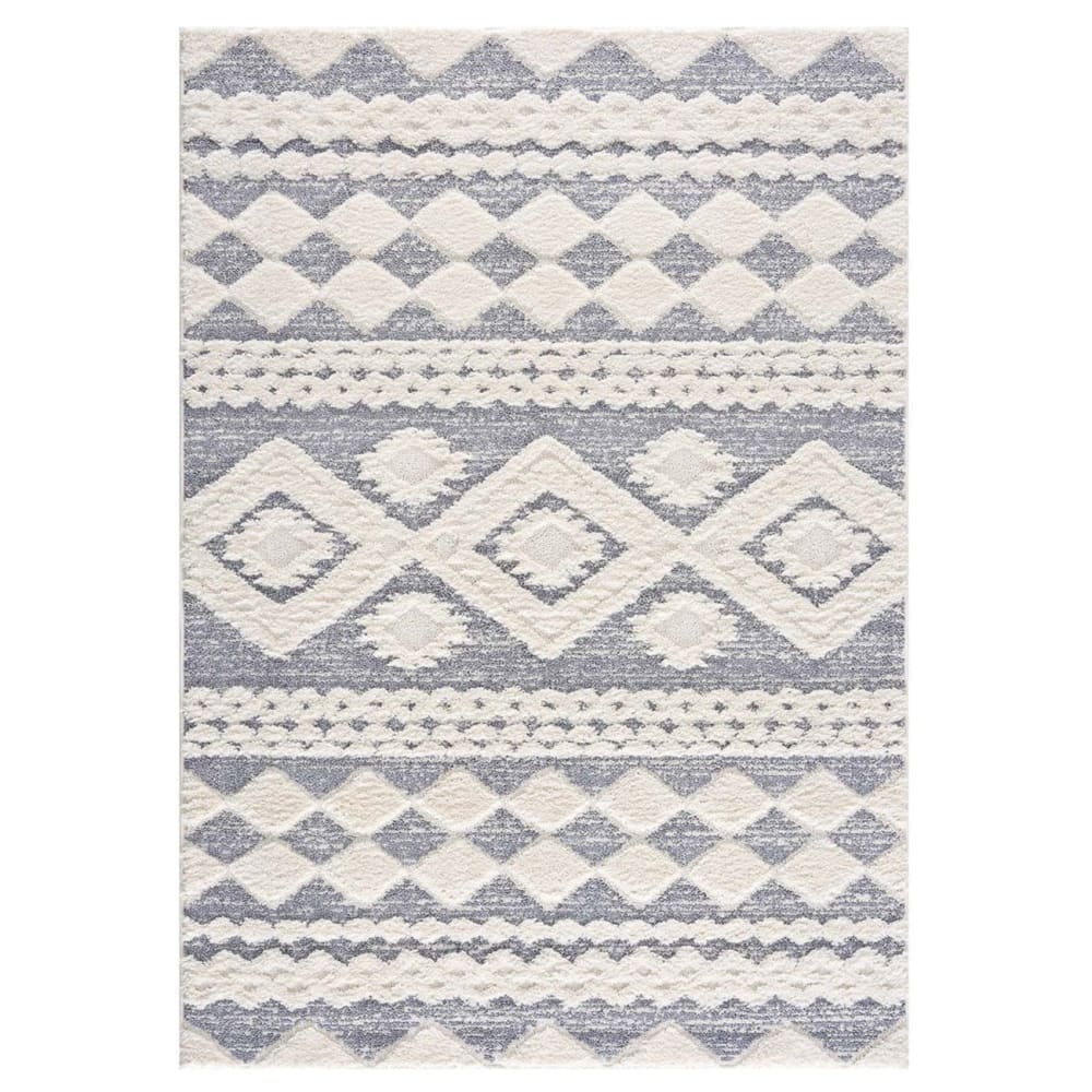 Tapis à poils longs et relief gris et crème 200x290cm
