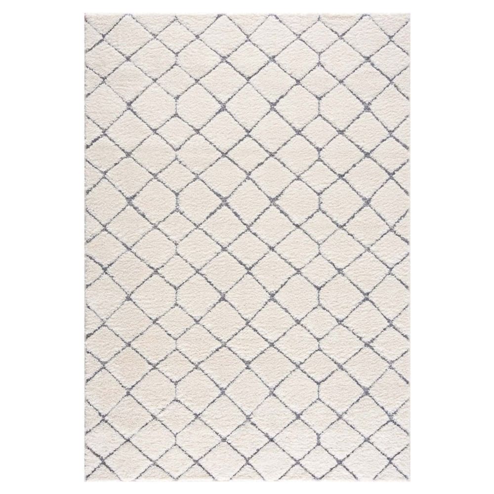 AMORE 04 - Tapis à poils longs et relief crème et gris 200x290cm