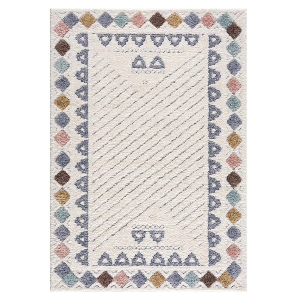 Tapis à poils longs et relief multicolore 120x170cm