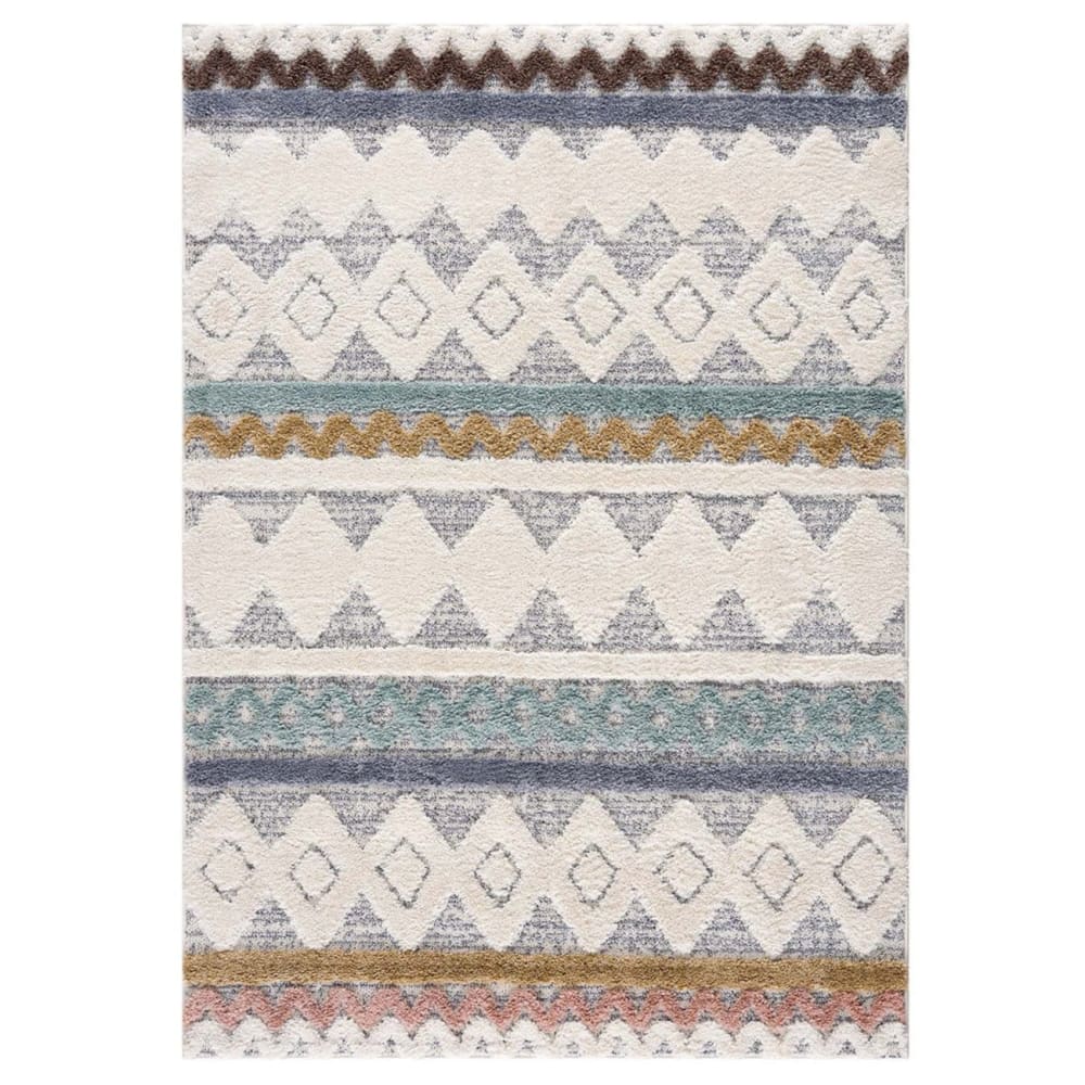 Tapis à poils longs et relief multicolore 120x170cm