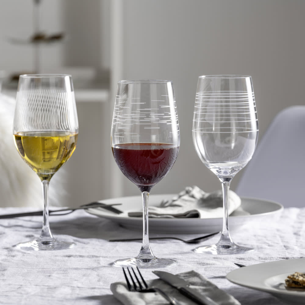Lot de 6 verres à vin gravés 430ml verre transparent - Maisons du Monde