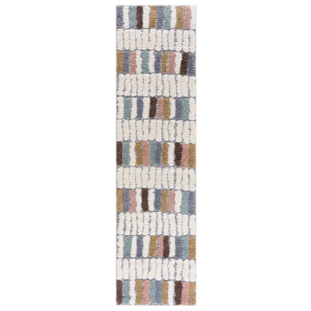 Tapis à poils longs et relief multicolore 80x300cm
