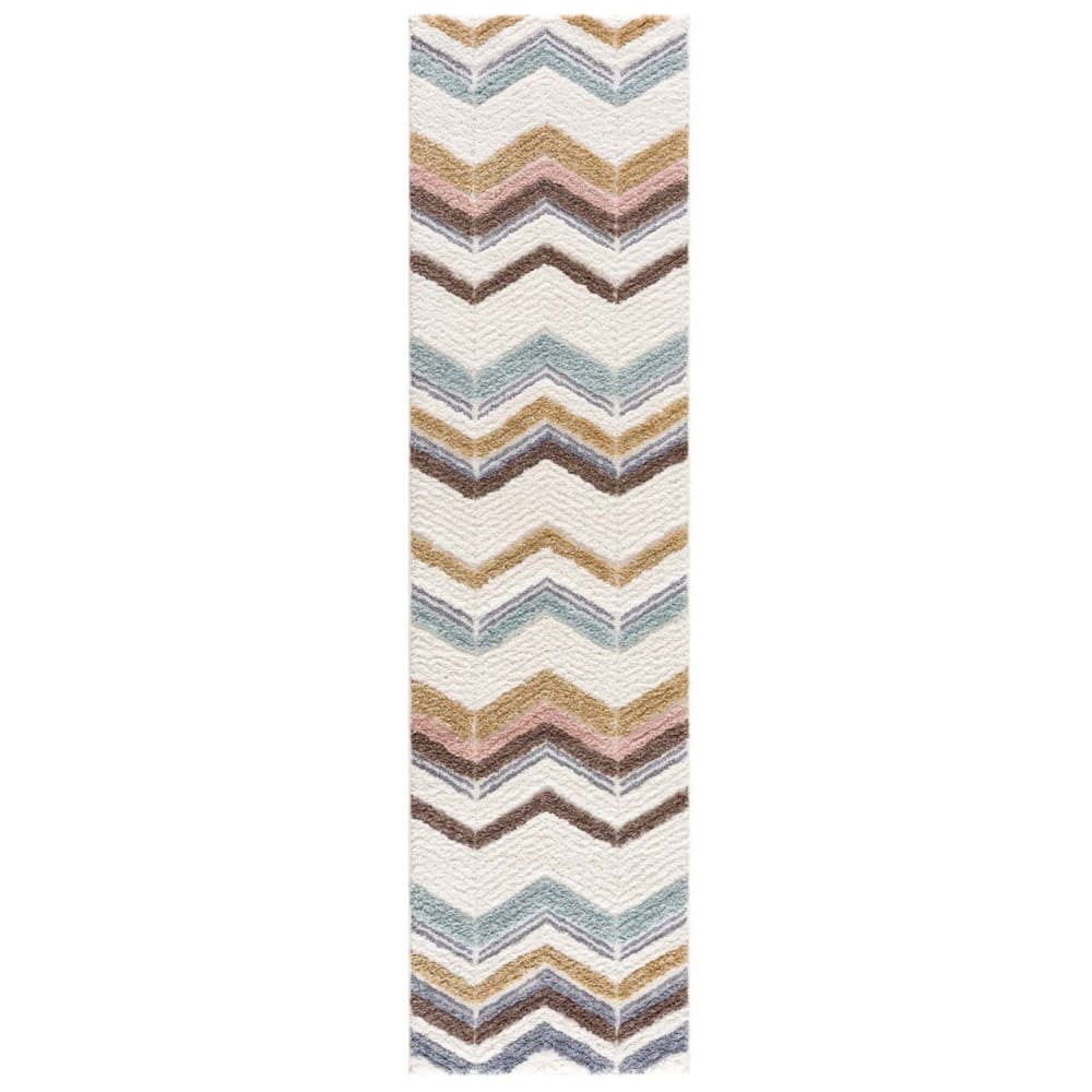Tapis à poils longs et relief multicolore 80x150cm