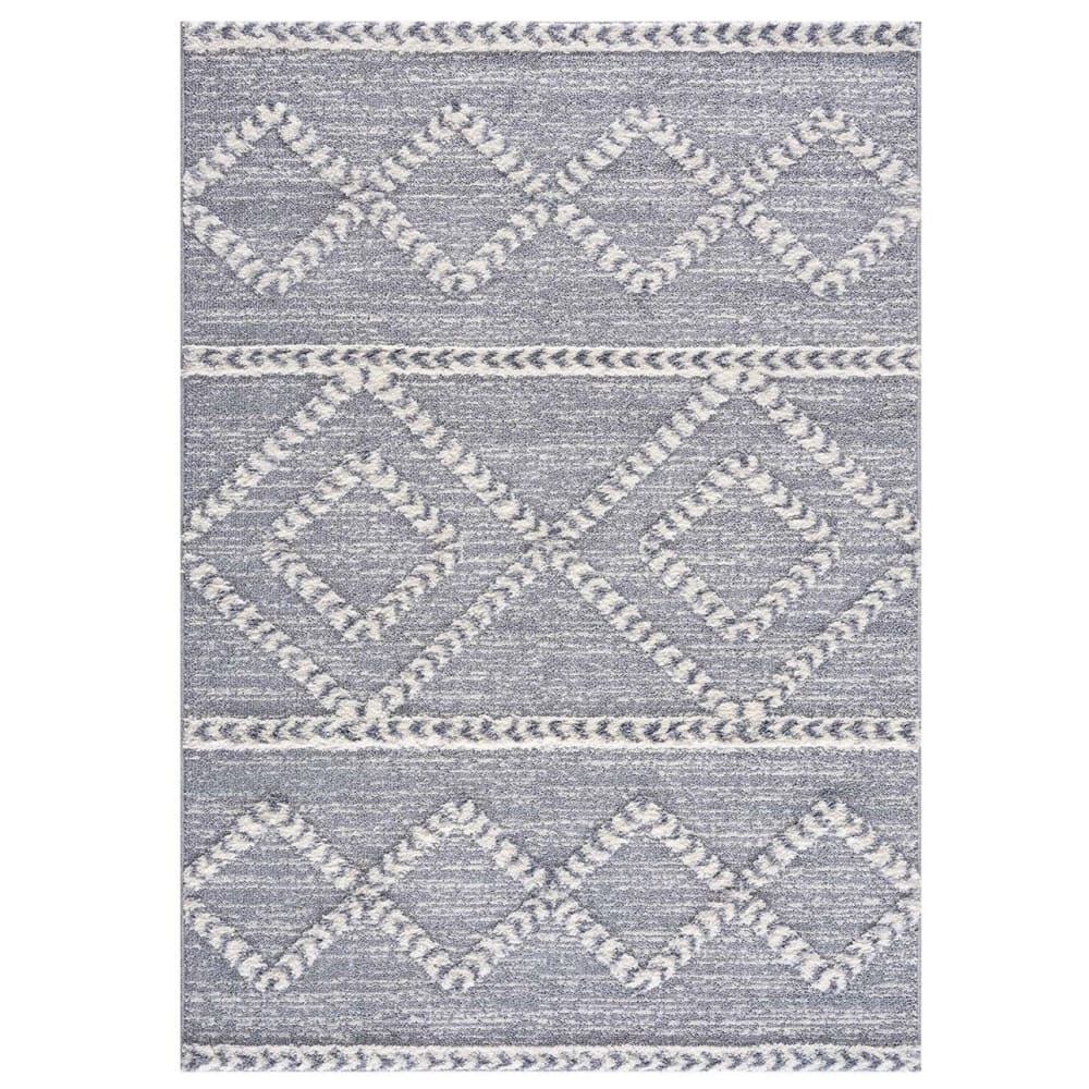 ADAM - Tapis à poils longs et relief gris 200x290cm